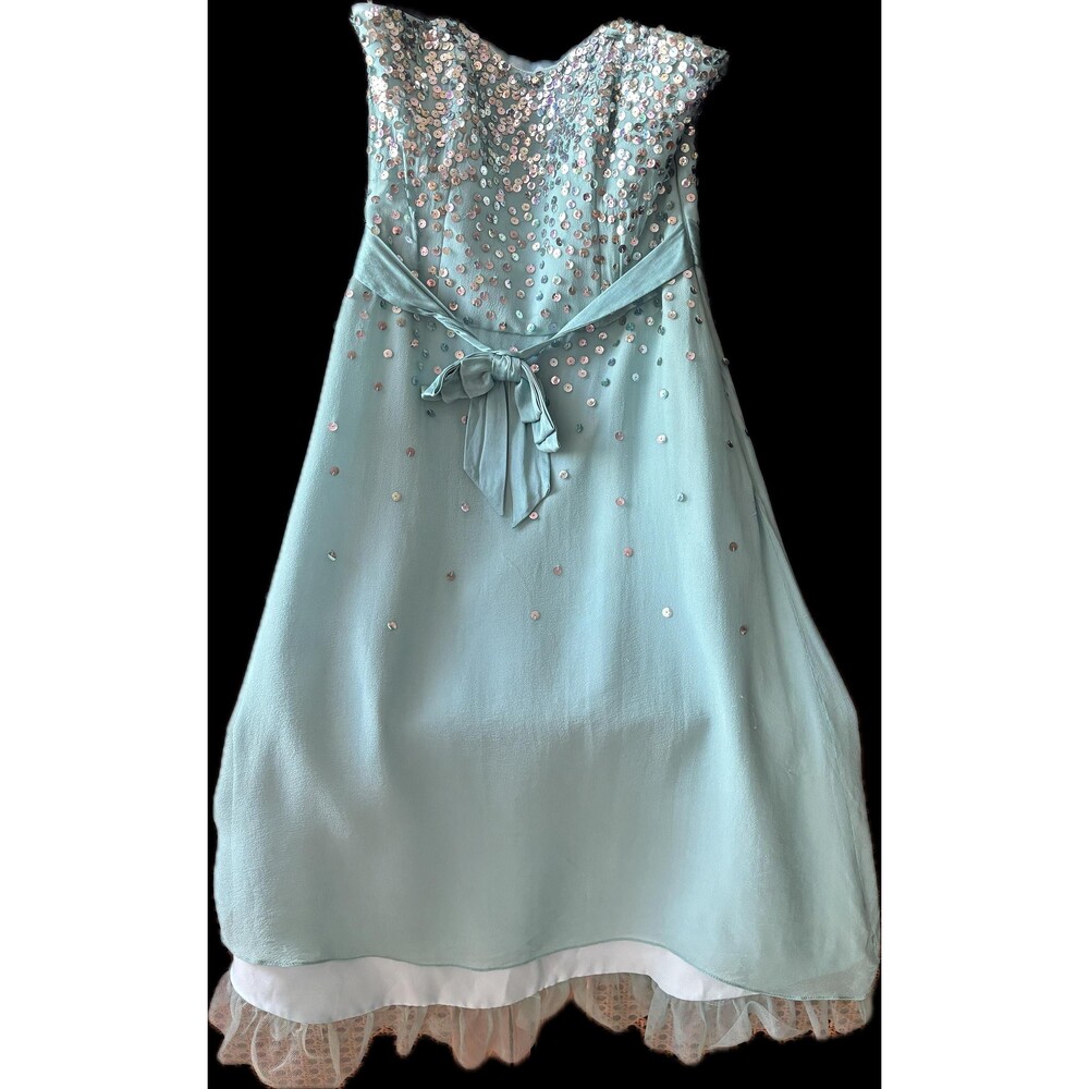 Vintage Betsey Johnson Silk Sequin Dress, Mint Blue Fairycore Style